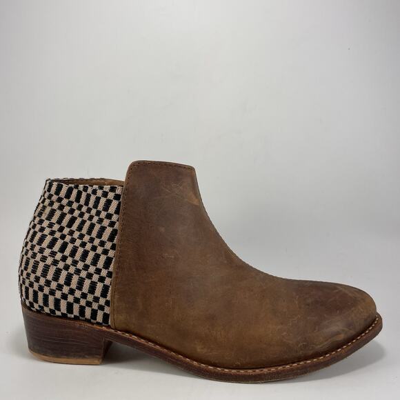 The Root Collective Lee Slip On Booties Womens Size 10 Brown Leather Woven - Picture 1 of 11